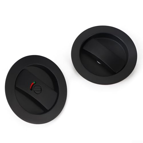 Eawfgtuw Robuste Zinklegierung Taschentürbeschläge mit roter und grüner Anzeige, Privatsphäre, Schiebetürschloss für Badezimmer oder Schlafzimmer, reibungsloser Betrieb, schwarz (schwarz) von Eawfgtuw