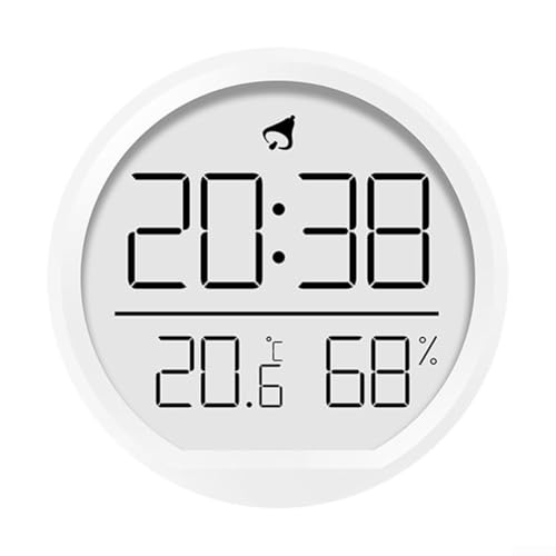 Eawfgtuw Schlankes Profil, elektronische Uhr mit Zeit-, Feuchtigkeits- und Temperaturanzeige, Anzeige von Zeit, Temperatur, Luftfeuchtigkeit, magnetischer Saugnapf für Kühlschrank, Weiß und Schwarz von Eawfgtuw