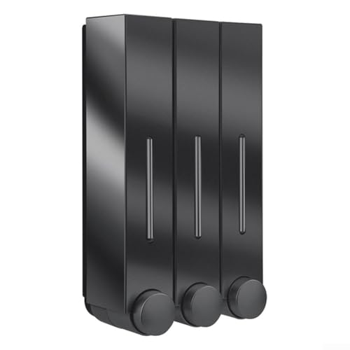 Eawfgtuw Seifenspender zur Wandmontage, ABS-Kunststoff, Lotion- und Duschgel-Rack, stanzfreie Installation, für Waschbecken, Duschräume, Hotels (schwarzes Dreifach) von Eawfgtuw