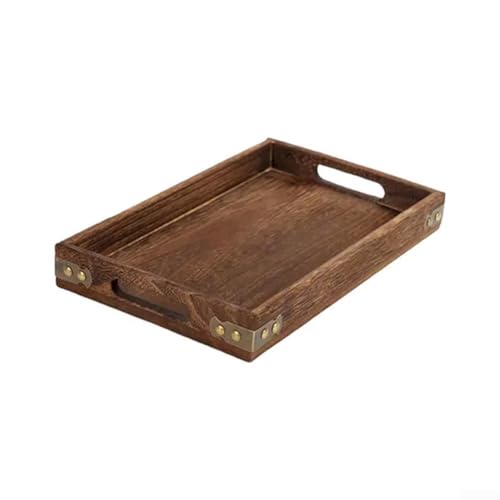 Eawfgtuw Serviertabletts aus Holz mit Griff, rutschfest, rechteckig, Serviertabletts für Partys, Mehrzweck-Tabletts, perfekt für Lebensmittel, Tee, Kaffee, Getränke, groß von Eawfgtuw