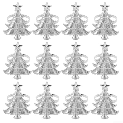 Eawfgtuw Serviettenringe aus Metall mit Weihnachtsbaumstern für Veranstaltungen und saisonale Tischdekoration (weiß) von Eawfgtuw