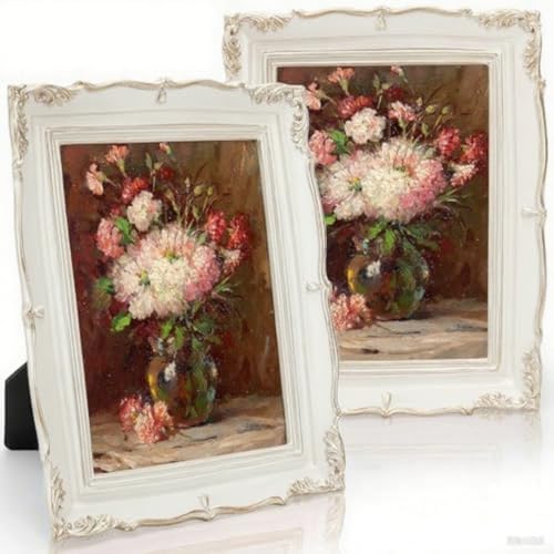 Eawfgtuw Set mit 2 rosa Vintage-Bilderrahmen mit Goldrand, Harzmaterial und HD-Glas, Tischständer oder Wandbehang, elegante Heimdekoration für Hochzeit (2) von Eawfgtuw