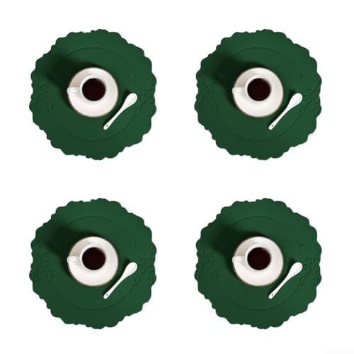 Eawfgtuw Set mit 4 Leder-Tischsets, wasserdicht, öldicht, abwischbar, hitzebeständig, wendbar, Tischmatten für Esstischschutz in Küche, Restaurant, Hotel (grün) von Eawfgtuw