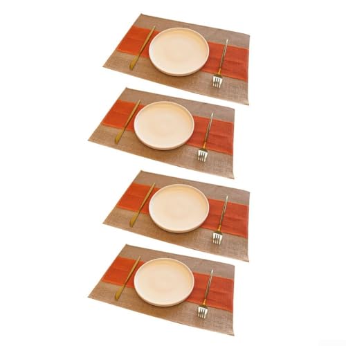 Eawfgtuw Set mit 4 hitze- und kratzfesten Jute-Tischsets, 45,7 x 30,5 cm, wasserdicht, öldicht, abwischbar, Platzsets für Esstischschutz in der Küche oder im Hotel (Mandarinenorange) von Eawfgtuw