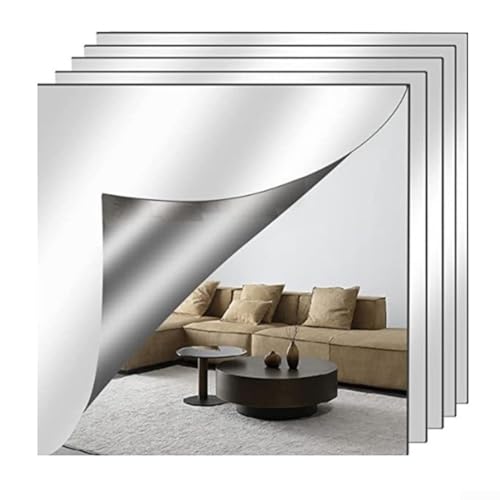 Eawfgtuw Set mit 5 flexiblen PET-Acryl-Spiegelfliesen, 2 mm dick, Wandaufkleber, für Inneneinrichtung, Dekoration im Badezimmer, Schlafzimmer, Wohnzimmer, Fitnessstudio, Büro (20 x 30 cm) von Eawfgtuw