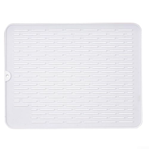 Eawfgtuw Silikon-Abtropfmatte, 40 x 30 cm, rutschfestes, hitzebeständiges Abtropfgestell für Küchentheke und Spüle, schnell trocknend, erhöhtes Streifen-Design, leicht zu reinigen, spülmaschinenfest von Eawfgtuw