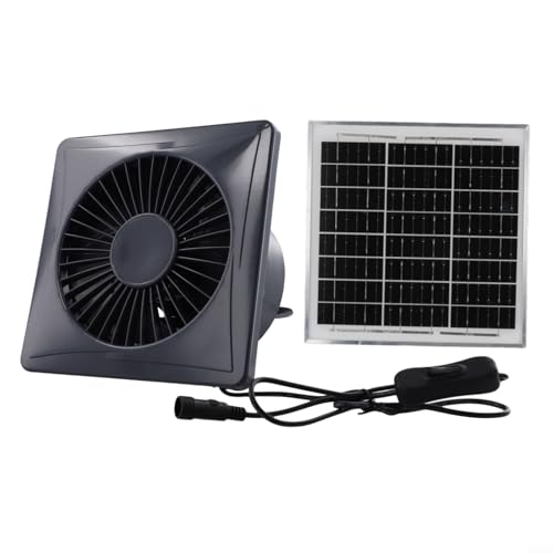 Eawfgtuw Solarbetriebener 12-V-Belüftungsventilator mit Abluftgebläse und Rückschlagventil, Hochgeschwindigkeits-Motor aus reinem Kupfer, feuerfester ABS-Rahmen, Geschirr Sonne (15,2 cm) von Eawfgtuw