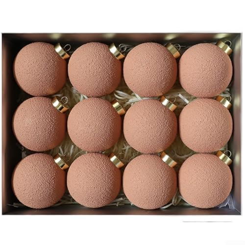 Eawfgtuw Strukturiertes Zement-Weihnachtskugel-Set, 8 cm, mit mattiertem Rost, Rot, Braun, Schwarz, luxuriöse Kunststoff-Weihnachtsdekoration für Weihnachtsbaum, Kränze und Feste (E) von Eawfgtuw