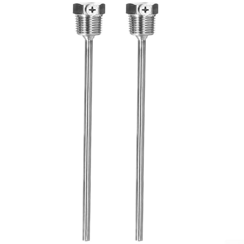 Eawfgtuw Tauchhülse aus 304 Edelstahl mit Feststellschraube, G1/2-Zoll-Gewinde (8 x 200), 2 Stück von Eawfgtuw