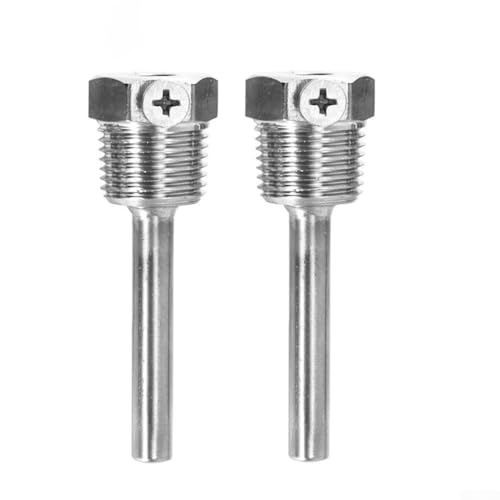 Eawfgtuw Tauchhülse aus 304 Edelstahl mit Feststellschraube, G1/2-Zoll-Gewinde (8 x 50), 2 Stück von Eawfgtuw