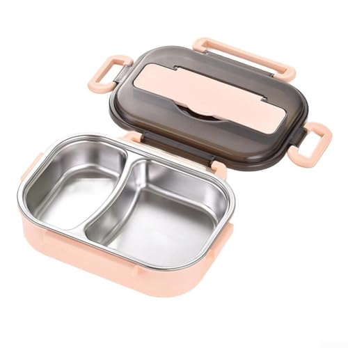 Eawfgtuw Thermo-Lunchbox mit Besteck-Set, 1 l, Edelstahl, isolierter Lebensmittelbehälter mit zwei Fächern, tragbare, auslaufsichere Box für Erwachsene oder Kinder, Schule, Arbeit (Rosa) von Eawfgtuw