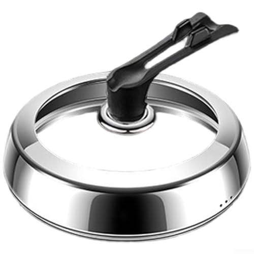 Eawfgtuw Topfdeckel aus 304 Edelstahl mit gehärtetem Glas, Standbare Abdeckung für Woks, Dampfgarer und Suppentöpfe, hitzebeständiger Griff und Dampfauslass-Design (32 cm) von Eawfgtuw