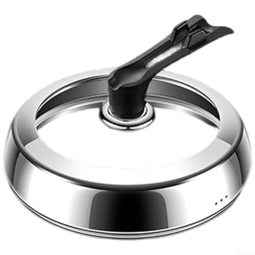 Eawfgtuw Topfdeckel aus 304 Edelstahl mit gehärtetem Glas, Standbare Abdeckung für Woks, Dampfgarer und Suppentöpfe, hitzebeständiger Griff und Dampfauslass-Design (34 cm) von Eawfgtuw
