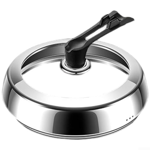 Eawfgtuw Topfdeckel aus 304 Edelstahl mit gehärtetem Glas, Standbare Abdeckung für Woks, Dampfgarer und Suppentöpfe, hitzebeständiger Griff und Dampfauslass-Design (36 cm) von Eawfgtuw