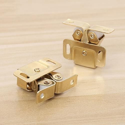 Eawfgtuw Türriegel für Schranktüren, zum Öffnen, für Kleiderschrank und Schubladen, mit Soft-Close, Geräuschreduzierung und Gummidichtung, Möbelbeschläge, 2 Stück (Gold) von Eawfgtuw