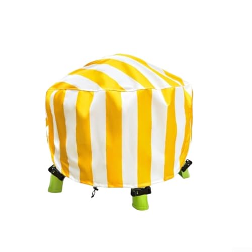 Eawfgtuw Wassertischabdeckung für den Außenbereich, wasserdicht, Sandspieltisch-Schutzabdeckung mit Druckknöpfen für Garten, wetterfester Tischschutz, Strandspieltischabdeckung (gelbe Streifen) von Eawfgtuw