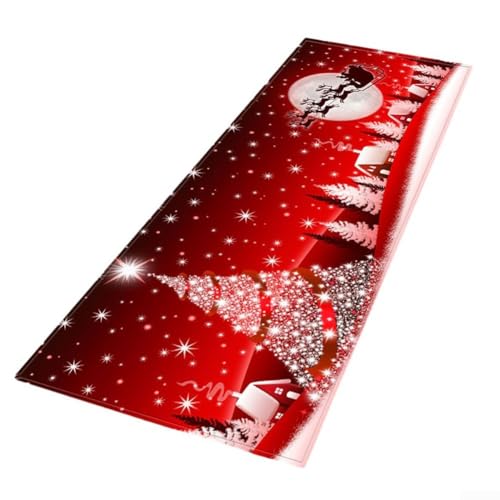 Eawfgtuw Weihnachtliche Bodenmatte Samt Rutschfester Teppich für Küche Badezimmer Schlafzimmer Wohnzimmer Flur Eingang mit festlicher Druckdekoration (2) von Eawfgtuw