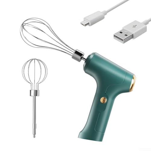 Eawfgtuw Wiederaufladbarer elektrischer Eierschläger mit zwei Schneebesen-Aufsätzen, tragbarer Handmixer aus Edelstahl und Kunststoff zum Backen, Schlagsahne (ein Gang) von Eawfgtuw