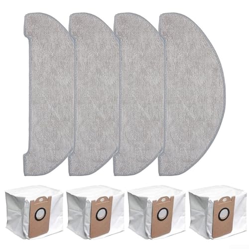 Eawfgtuw Wischtuch-Staubbeutel-Set – 4 Mikrofaser-Mopp-Tücher, 4 Vliesstoff-Staubbeutel für W11/W7 Roboter-Staubsauger-Reinigungszubehör-Set von Eawfgtuw