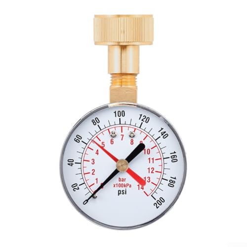 Eawfgtuw für Wassermanometer 0-200 PSI Gartenschlauch Druckprüfer mit 3/4 Zoll Innengewinde, Messing Dual Scale PSI Bar kPa Zifferblatt Eawfgtuw für Wassermanometer 0-200 PSI Gartenschlauch Druckprüfer mit 3/4 Zoll Innengewinde, Messing Dual Scale PSI Bar kPa Zifferblatt von Eawfgtuw