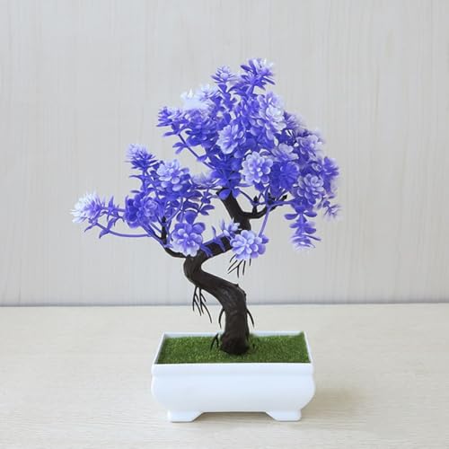 Fügen Sie einen Hauch von Grün hinzu Künstliche Pflanze Bonsai Kunststoff Baum Blumen für Büro Zimmer Tisch (lila) von Eawfgtuw