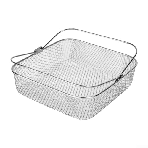 Quadratischer Luftfritteusenkorb kompatibel mit für 5 8QT 6QT Air Fritteuse, Edelstahl, einfach zu bedienen von Eawfgtuw