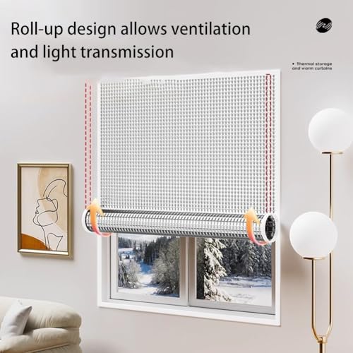 Winddichte Wärmedämmung für Fensterfolie, Vorhang, Kältezug-Blocker, Innenwärmerückhaltung, silberfarbene Aluminiumfolie, 80 x 120 cm (120 x 180 cm) von Eawfgtuw