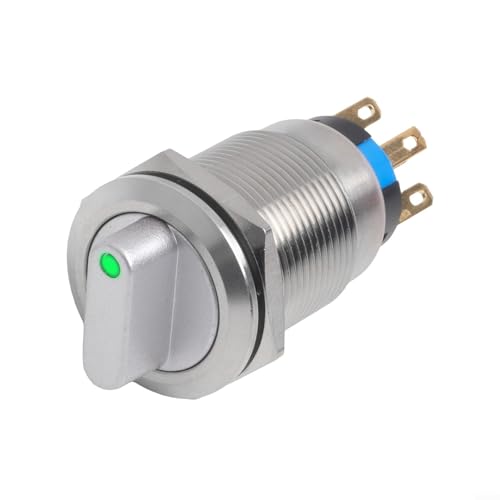 Zuverlässiger 19 mm Drehschalter, selbstsichernd mit 3 Positionen, 2NO2NC, perfekt für industrielle Maschinenanwendungen (grün) von Eawfgtuw
