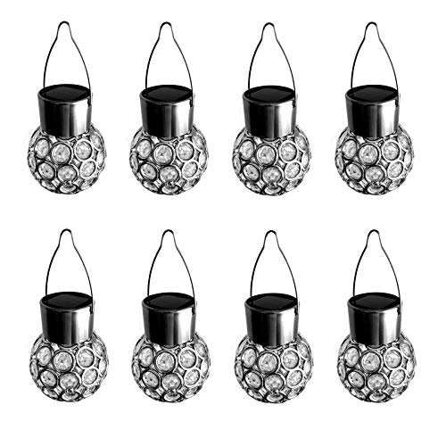 8er Set Solar Kugel Hängeleuchte Solar Lampe Kugelleuchte Edelstahl Gartenleuchte Solarlampe Hängekugel Gartenbeleuchtung von Eaxus