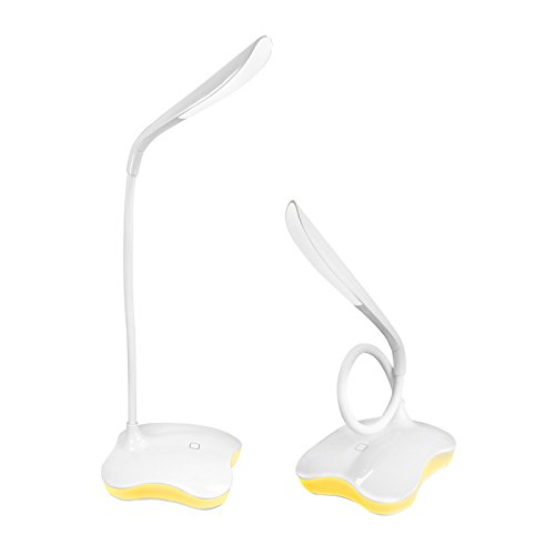Eaxus® 2er Set 2in1 LED Schreibtischlampe - Tischlampe Nachttischlampe USB oder Batteriebetrieben, Weiß von Eaxus