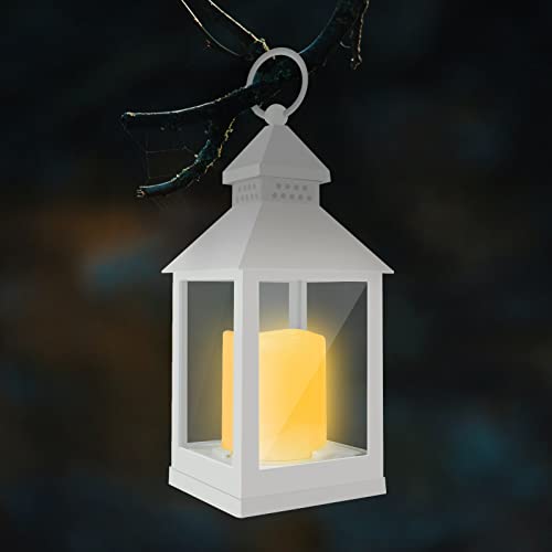 Eaxus® 2er Set Blaze-it LED Laterne - Windlicht mit Realistischem Flammeneffekt und Echtglas, Weiß von Eaxus
