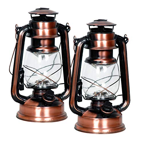 Eaxus® 2er Set LED Laterne im Design einer Öllampe - Dimmbar Schöne Wohnzimmer-Deko & Gartendeko, Farbe Kupfer Bronze von Eaxus