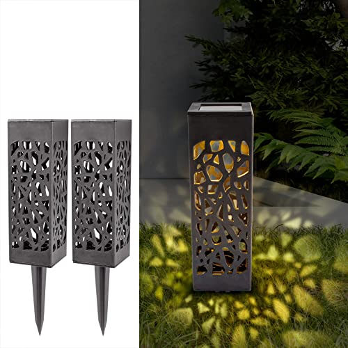 Eaxus® 2er Set LED Solar Gartenleuchten für Außen - Wunderschöne Gartendeko mit Lichtmotiv. Solar Laterne, Schwarz von Eaxus
