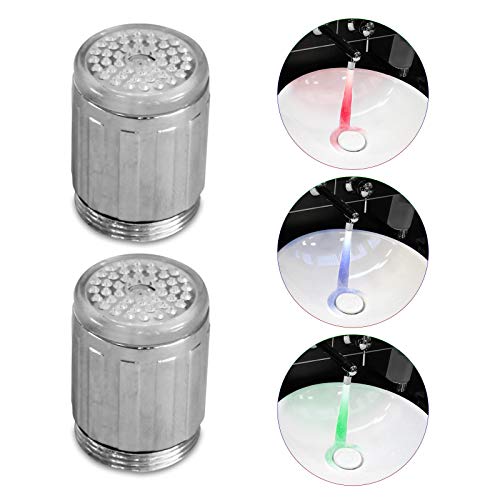Eaxus® 2er Set LED Wasserhahnaufsatz - Wasser Farbwechsel Licht je nach Temperatur von Eaxus