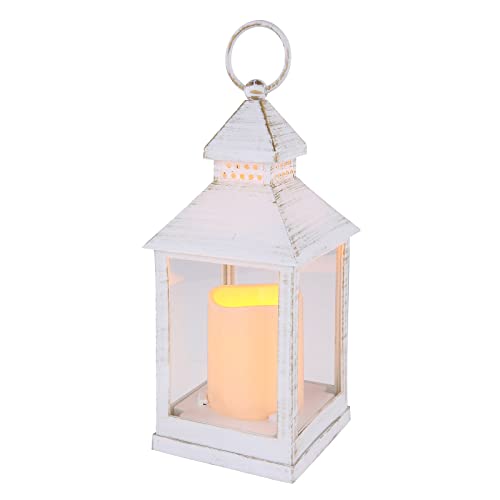 Eaxus® 4er Set Blaze-it LED Laterne - Windlicht mit Realistischem Flammeneffekt und Echtglas, Shabby Chic Weiß von Eaxus