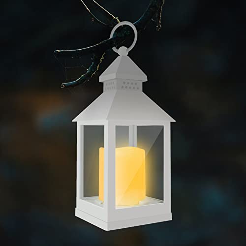 Eaxus® 4er Set Blaze-it LED Laterne - Windlicht mit Realistischem Flammeneffekt und Echtglas, Weiß von Eaxus