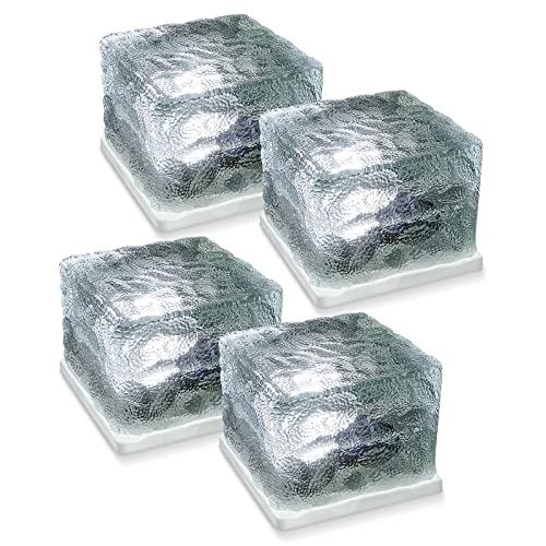 Eaxus® 4er Set LED Solar Leuchte "Solar Cube" - Eiswürfel als Wohnzimmer-Deko & Gartendeko von Eaxus