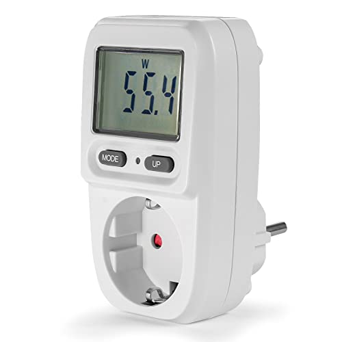 Eaxus® Energiekostenmessgerät Steckdose mit Display - Strommesser Verbrauchsmessgerät bis 3680 Watt, Weiß von Eaxus