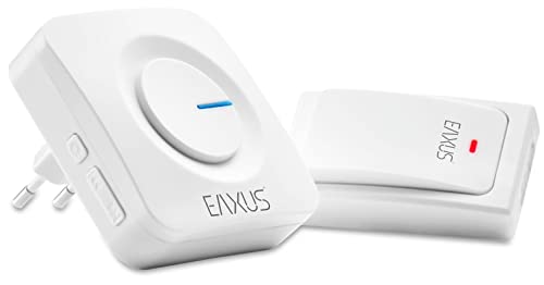 Eaxus® Funk Türklingel - Batterielose Funkklingel, Kinetisch, IP44 Wasserdicht, 36 Melodien, LED Anzeige, Weiß von Eaxus