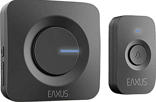 Eaxus® Funk Türklingel Kabellos - Funkklingel Batteriebetrieben mit 52 Melodien, LED Anzeige, IP56 Wasserdicht, Laut, Schwarz von Eaxus