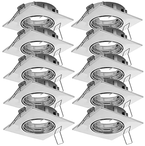 Eaxus® GU5.3/MR16 Einbaustrahler – 10er Set Einbauleuchte für Bad, Wohnzimmer, Esszimmer & Co, Silber von Eaxus