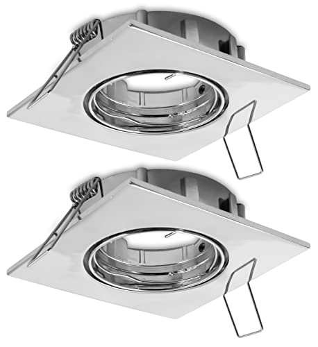 Eaxus® GU5.3/MR16 Einbaustrahler – 2er Set Einbauleuchte für Bad, Wohnzimmer, Esszimmer & Co, Silber von Eaxus