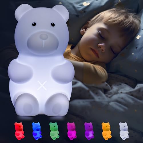 Eaxus® Leuchtbär Basti der Bär - Großes LED Nachtlicht Kinder & Baby - Beruhigendes Stilllicht, Nachtlampe Kinderzimmer von Eaxus