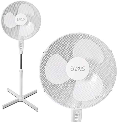 Eaxus® Silent Standventilator 40W - Leiser Ventilator mit 3 Geschwindigkeitsstufen, Höhenverstellbar bis 1,25 Meter, Weiß von Eaxus