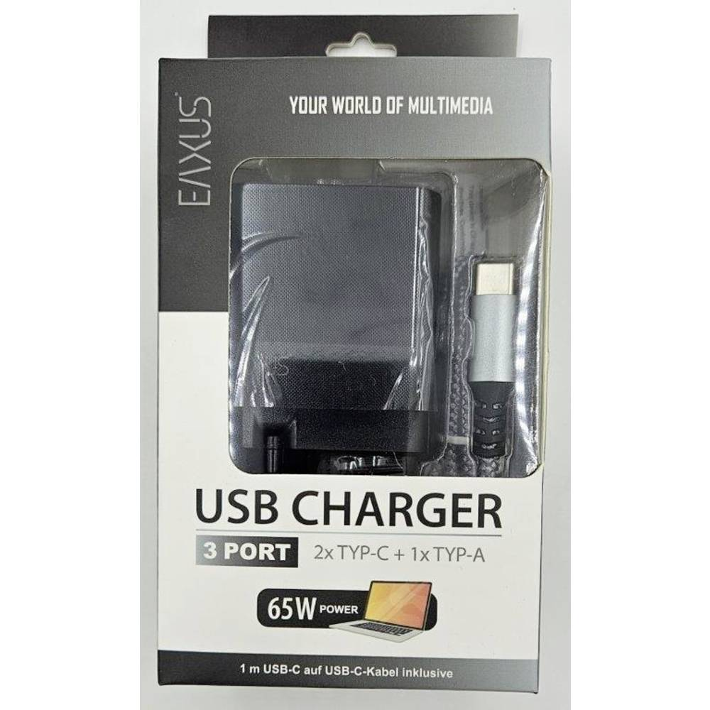 Eaxus Usb Ladegerät 65 W 2x Usb A 2x Usb C Usb Schwarz Netzteil Batteriegerät B-Ware von Eaxus