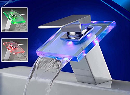Eaxus LED RGB Wasserfall Glas Armatur Waschbecken Bad Chrom Wasserhahn Waschtisch Einhebelmischer Waschtischarmatur Einhandmischer Badarmatur Waschbeckenarmatur Eaxus LED RGB Wasserfall Glas Armatur Waschbecken Bad Chrom Wasserhahn Waschtisch Einhebelmischer Waschtischarmatur Einhandmischer Badarmatur Waschbeckenarmatur von Eaxus