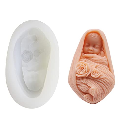 Eayoly Baby-Silikon-Seifenformen | 3D schlafendes Baby Form Kerzenherstellungsform | Bastelzubehör für Kuchen, Fondant, Schokolade, Aromatherapie-Kerze von Eayoly