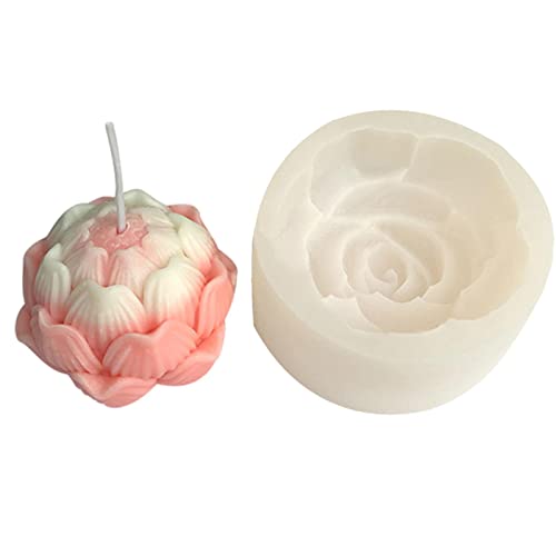 Eayoly Rosenkerzenformen - 3D-Rosen-Silikon-Kerzenform für Harz,Bastelzubehör für Fondant-Kuchen, Fondant, Schokolade, Aromatherapie-Kerze von Eayoly