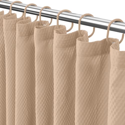 Eazzier Bath Beige Stoff Duschvorhang oder Futter, Waffelgewebe Leichtes Hoteltuch Duschvorhänge für Badezimmer, Blattmuster Dünner Badvorhang im Set mit 12 Kunststoffhaken, 183 x 200 cm Eazzier Bath Beige Stoff Duschvorhang oder Futter, Waffelgewebe Leichtes Hoteltuch Duschvorhänge für Badezimmer, Blattmuster Dünner Badvorhang im Set mit 12 Kunststoffhaken, 183 x 200 cm von Eazzier Bath