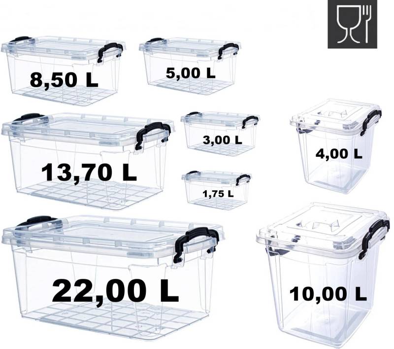 Ebaxx Aufbewahrungsbox Box mit Deckel Stapelbar Lagerbox Stapelbox Lebensmittelecht von Ebaxx